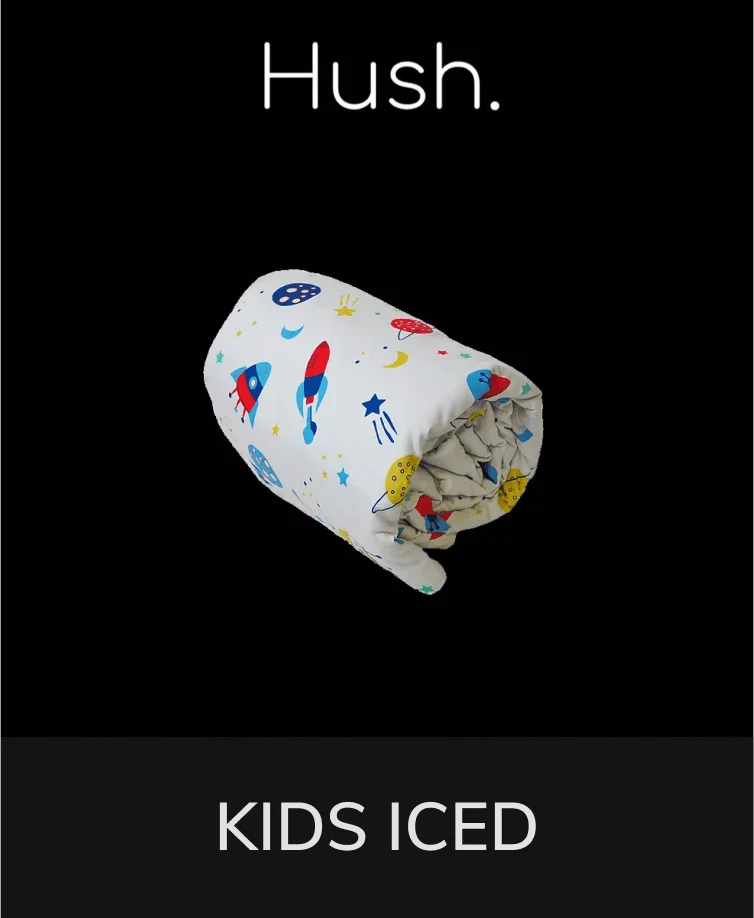 Close-up of a Hush Kids Iced cooling weighted blanket showing its textured surface