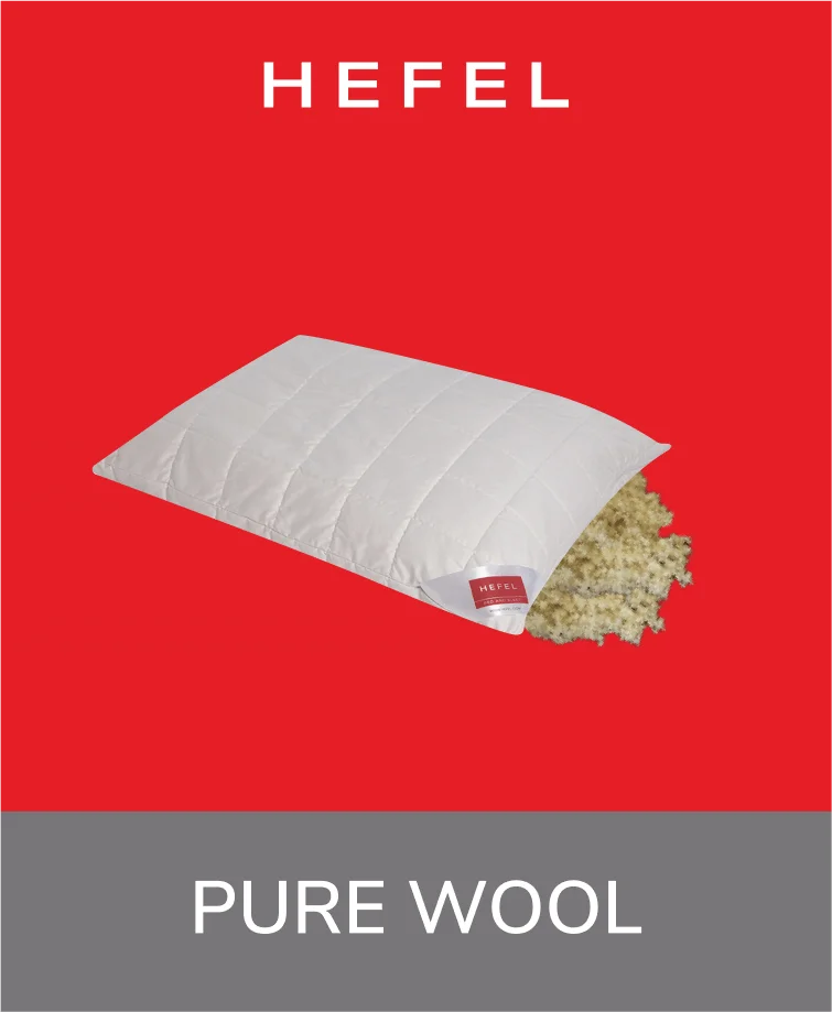 Cream-colored Hefal Pure Wool Pillow with quilted surface detail