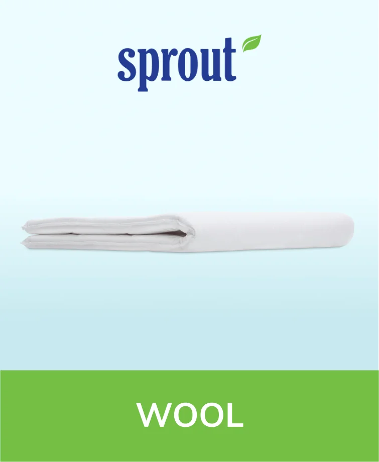 Fluffy Sprout Wool mattress topper in a natural white color