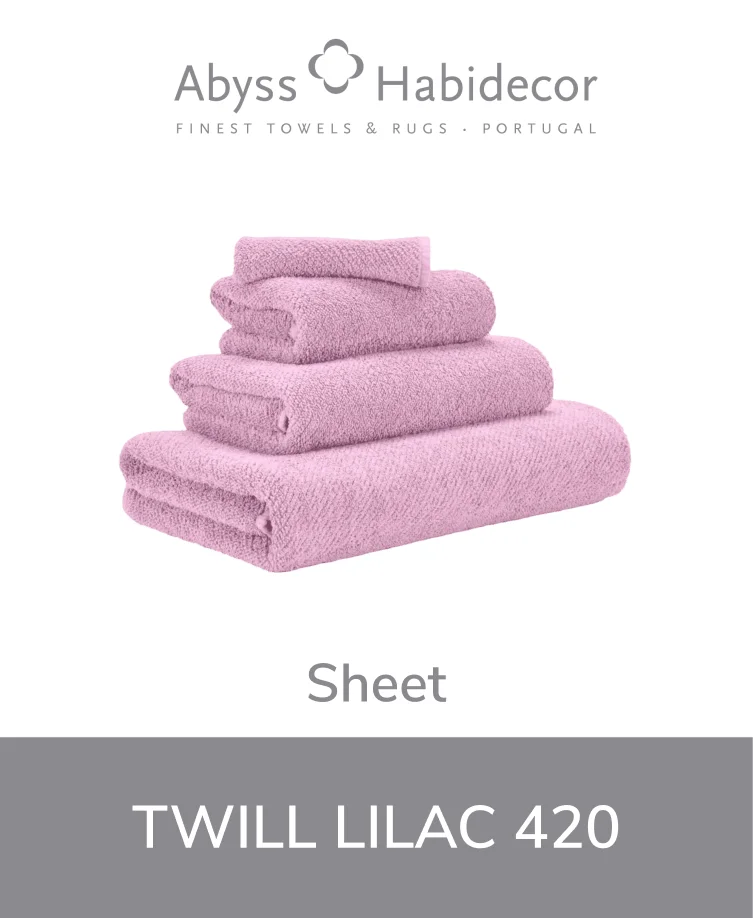 Plush Abyss Twill towel in a delicate lilac color folded